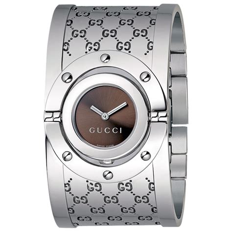 silver Gucci bangle watch